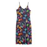 Colorful Easter Eggs Pattern Print Jersey Midi Cami Dress