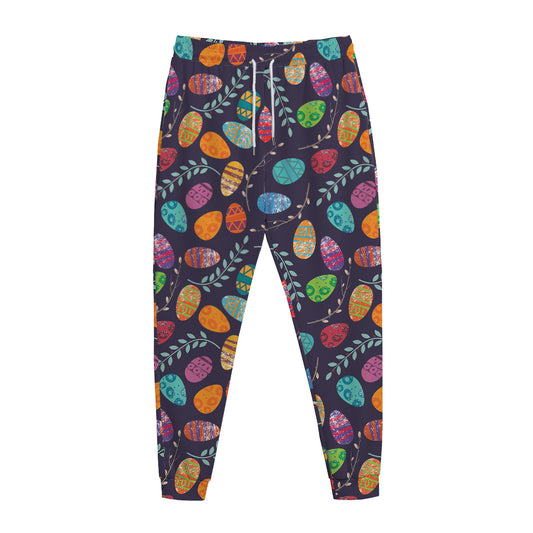 Colorful Easter Eggs Pattern Print Jogger Pants