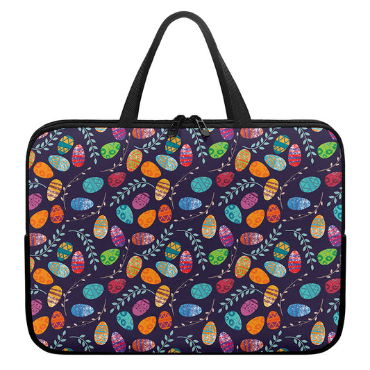 Colorful Easter Eggs Pattern Print Laptop Sleeve With Handle