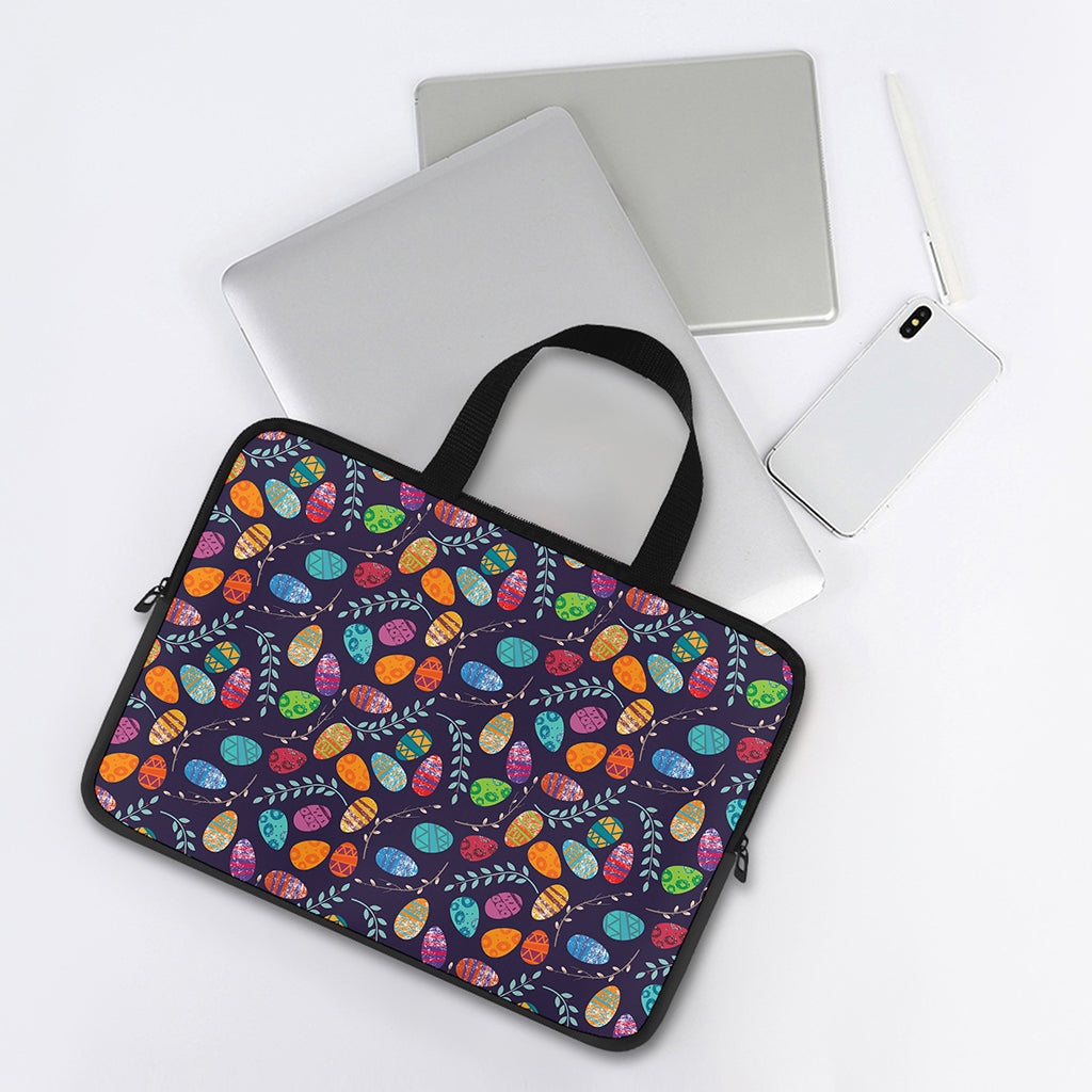 Colorful Easter Eggs Pattern Print Laptop Sleeve With Handle