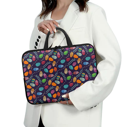 Colorful Easter Eggs Pattern Print Laptop Sleeve With Handle