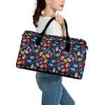 Colorful Easter Eggs Pattern Print Leather Duffle Bag