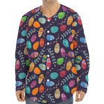Colorful Easter Eggs Pattern Print Long Sleeve Baseball Jersey