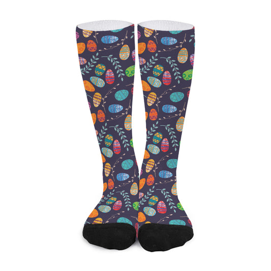 Colorful Easter Eggs Pattern Print Long Socks