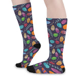 Colorful Easter Eggs Pattern Print Long Socks