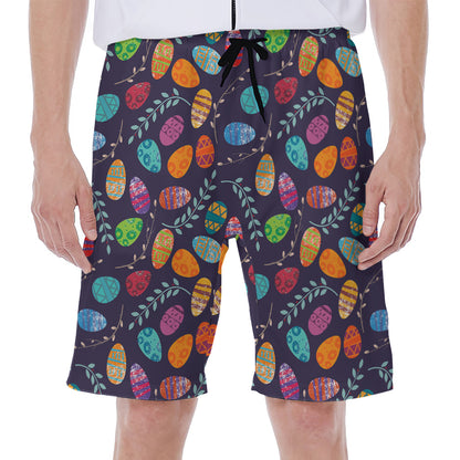 Colorful Easter Eggs Pattern Print Men's Beach Shorts