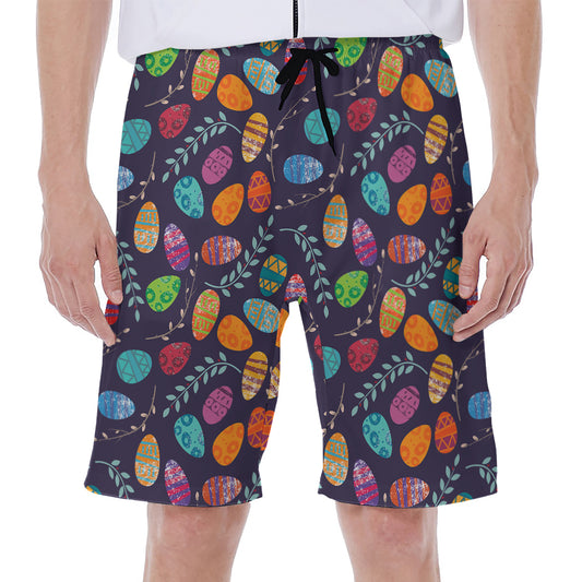 Colorful Easter Eggs Pattern Print Men's Beach Shorts