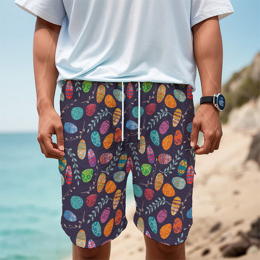 Colorful Easter Eggs Pattern Print Men's Cargo Shorts