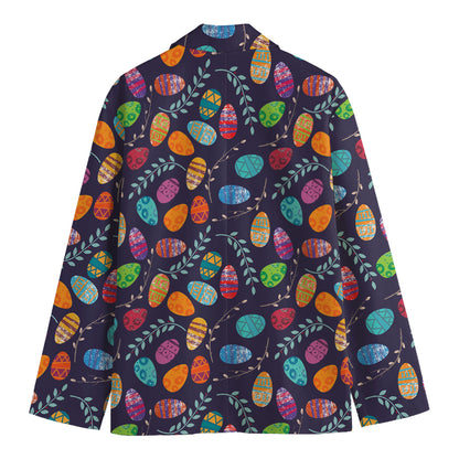 Colorful Easter Eggs Pattern Print Men's Cotton Blazer