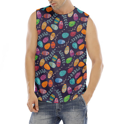 Colorful Easter Eggs Pattern Print Men's Fitness Tank Top