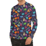 Colorful Easter Eggs Pattern Print Men's Long Sleeve Rash Guard