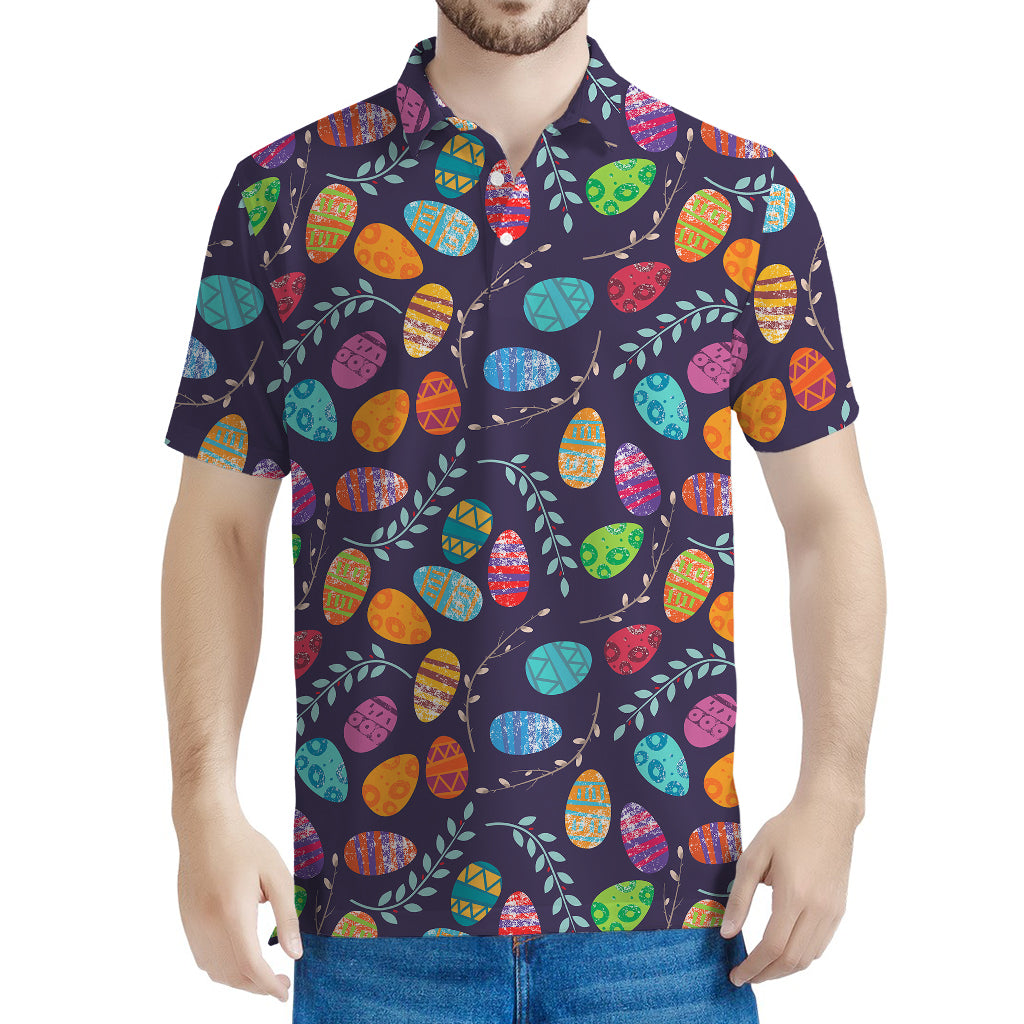 Colorful Easter Eggs Pattern Print Men's Polo Shirt