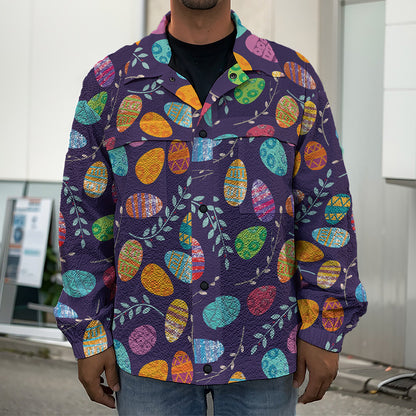 Colorful Easter Eggs Pattern Print Men's Shirt Jacket