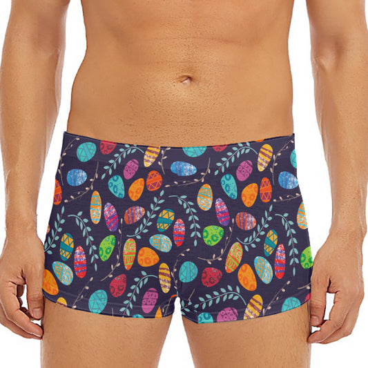 Colorful Easter Eggs Pattern Print Men's Short Boxer Briefs