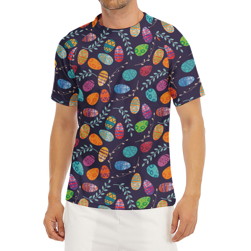 Colorful Easter Eggs Pattern Print Men's Short Sleeve Rash Guard
