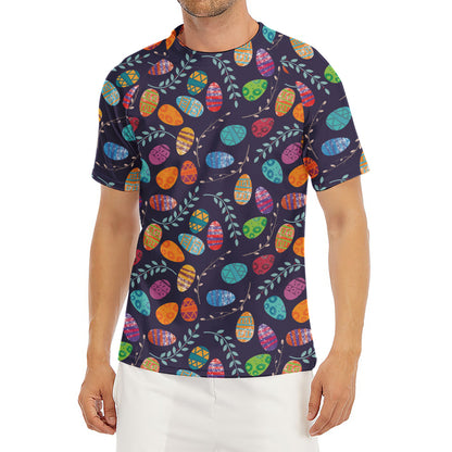 Colorful Easter Eggs Pattern Print Men's Short Sleeve Rash Guard