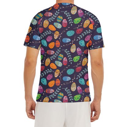Colorful Easter Eggs Pattern Print Men's Short Sleeve Rash Guard