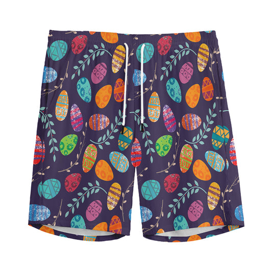 Colorful Easter Eggs Pattern Print Men's Sports Shorts