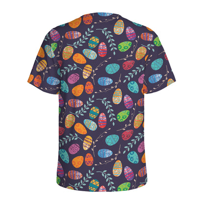 Colorful Easter Eggs Pattern Print Men's Sports T-Shirt