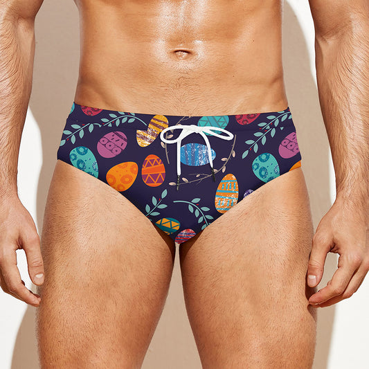 Colorful Easter Eggs Pattern Print Men's Swim Briefs