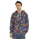 Colorful Easter Eggs Pattern Print Men's Velvet Pullover Hoodie