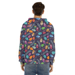 Colorful Easter Eggs Pattern Print Men's Velvet Pullover Hoodie