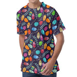 Colorful Easter Eggs Pattern Print Men's Velvet T-Shirt