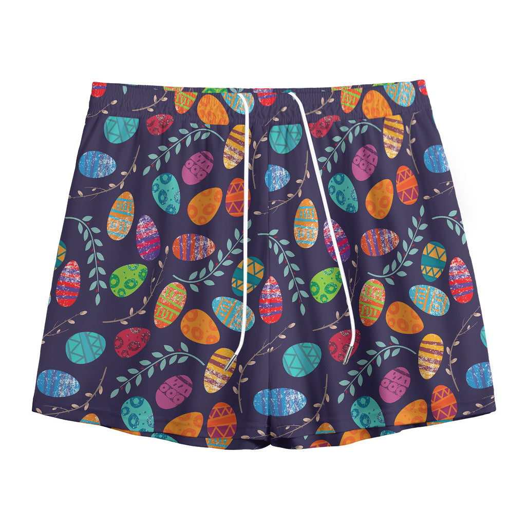 Colorful Easter Eggs Pattern Print Mesh Shorts