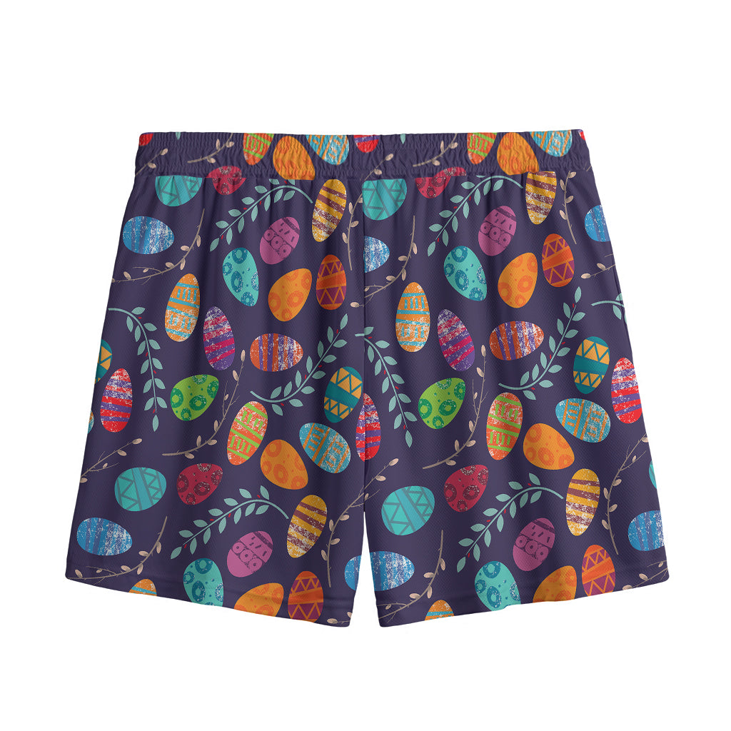 Colorful Easter Eggs Pattern Print Mesh Shorts