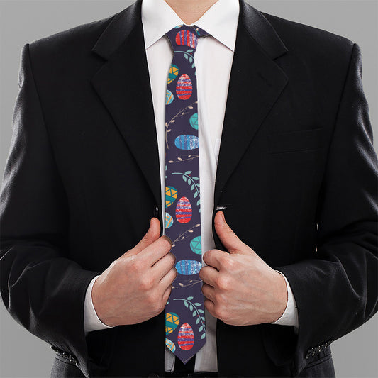 Colorful Easter Eggs Pattern Print Necktie