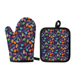Colorful Easter Eggs Pattern Print Oven Mitt And Pot Holder Set