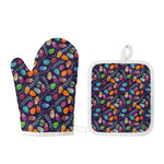 Colorful Easter Eggs Pattern Print Oven Mitt And Pot Holder Set