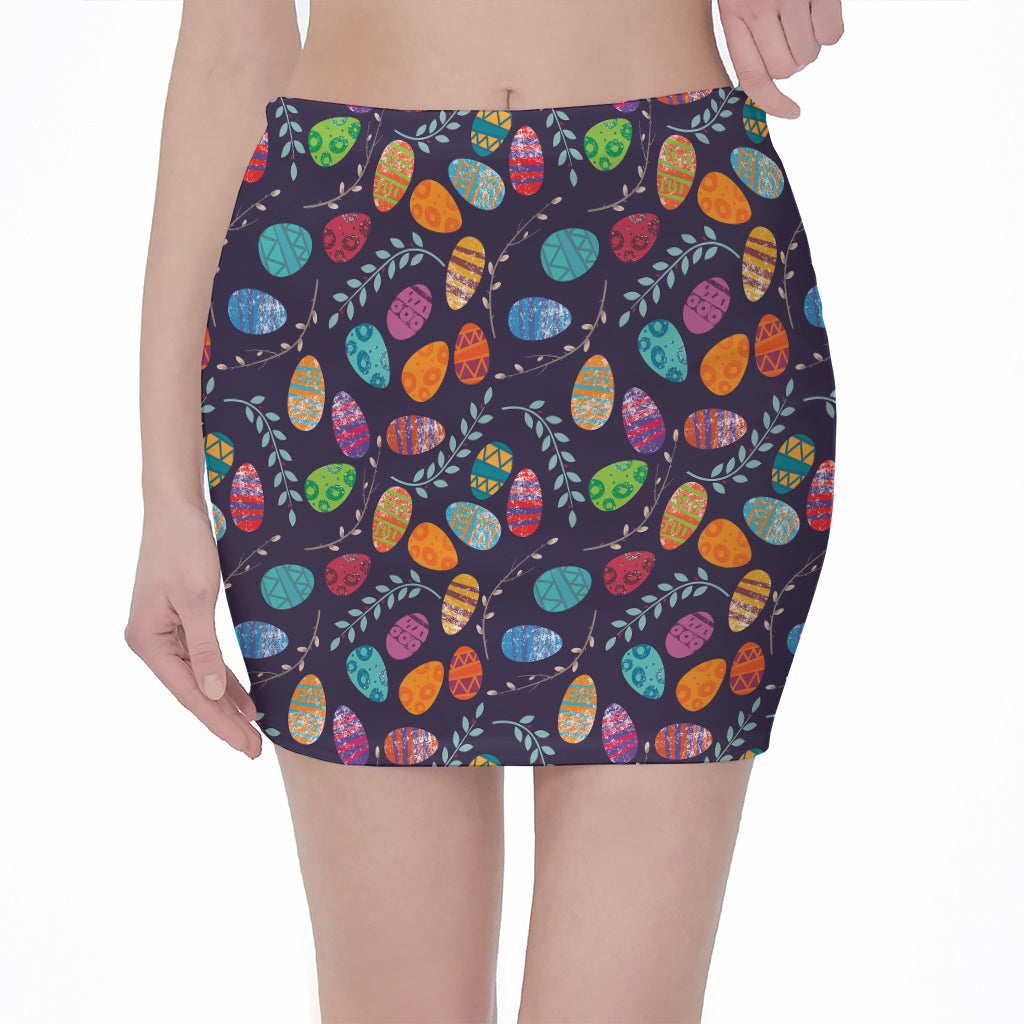 Colorful Easter Eggs Pattern Print Pencil Mini Skirt