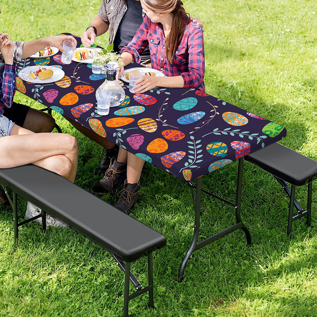 Colorful Easter Eggs Pattern Print Picnic Table Cover