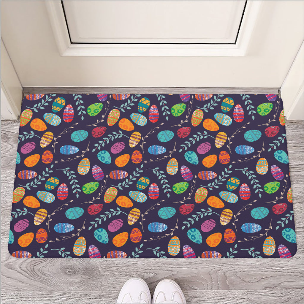 Colorful Easter Eggs Pattern Print Rubber Doormat