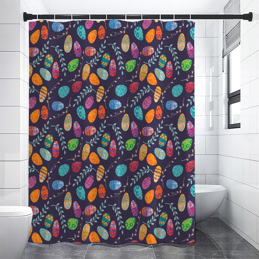 Colorful Easter Eggs Pattern Print Shower Curtain