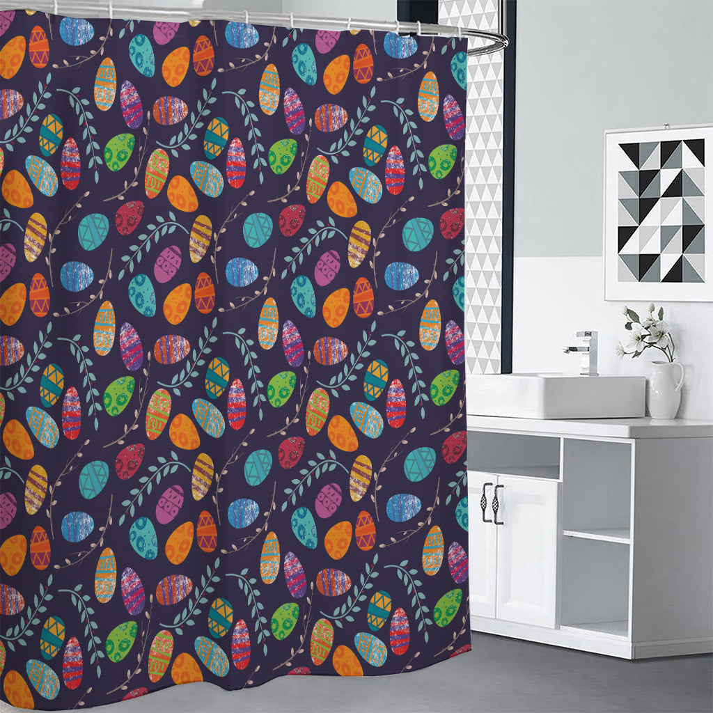 Colorful Easter Eggs Pattern Print Shower Curtain