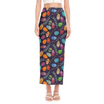 Colorful Easter Eggs Pattern Print Side Slit Maxi Skirt