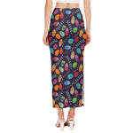 Colorful Easter Eggs Pattern Print Side Slit Maxi Skirt