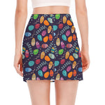 Colorful Easter Eggs Pattern Print Side Slit Mini Skirt