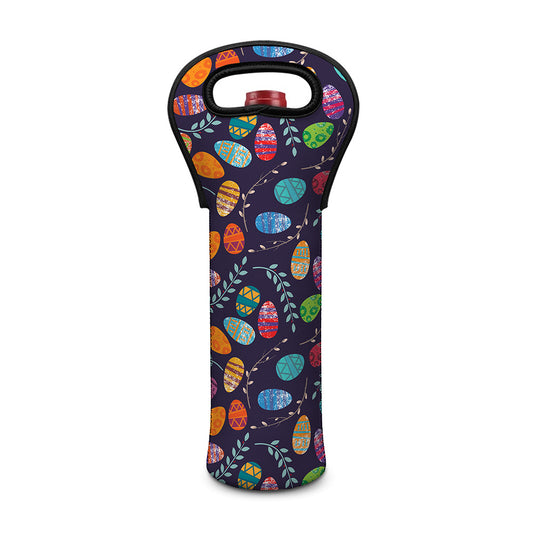 Colorful Easter Eggs Pattern Print Single Neoprene Wine Tote