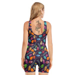 Colorful Easter Eggs Pattern Print Sleeveless One Piece Swimsuit