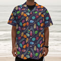 Colorful Easter Eggs Pattern Print Textured Short Sleeve Shirt