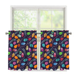 Colorful Easter Eggs Pattern Print Tier Curtains