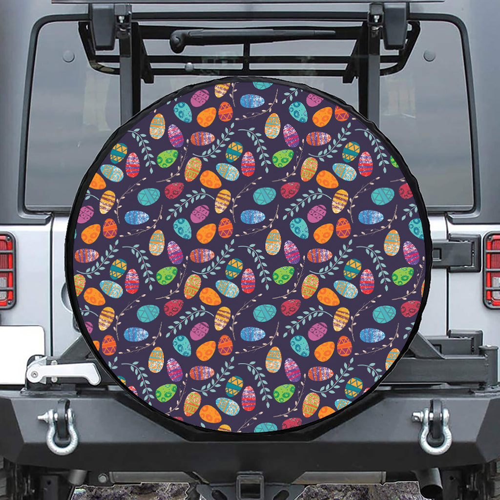 Colorful Easter Eggs Pattern Print Tire Cover