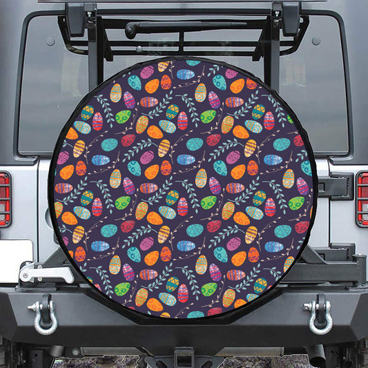 Colorful Easter Eggs Pattern Print Tire Cover