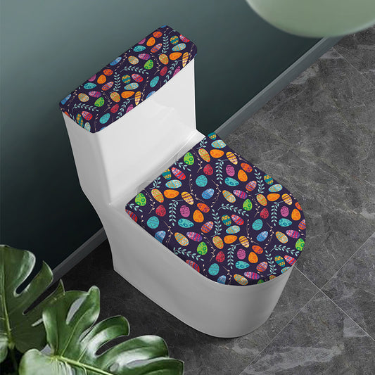 Colorful Easter Eggs Pattern Print Toilet Lid And Tank Cover Set