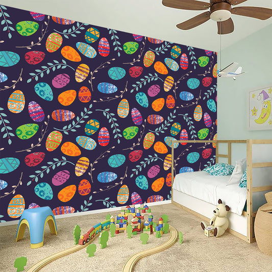 Colorful Easter Eggs Pattern Print Wall Sticker