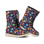 Colorful Easter Eggs Pattern Print Winter Boots