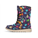 Colorful Easter Eggs Pattern Print Winter Boots